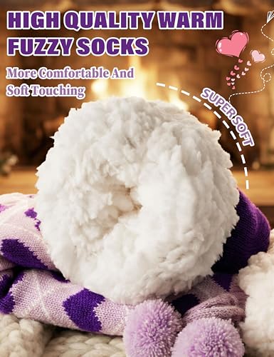 Image of MOGGEI Fuzzy Slipper Socks for Women, Warm Cozy for Winter, Non Slip Grips