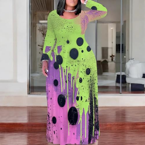 Image of PinkPatty Women's Plus Size Long Sleeve Maxi Dresses T Shirt Boho Sundress Fall Dress with Pockets