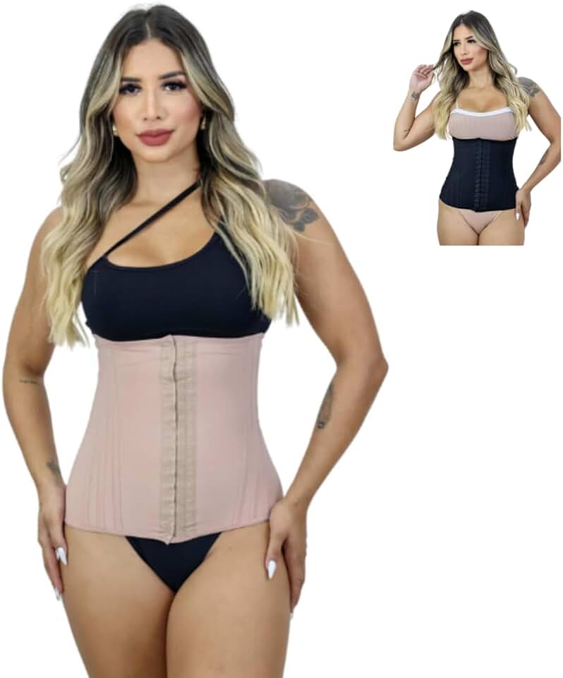 Cinta Modeladora Abdominal Feminina Afina Cintura Alta Compresão 12 Barbatanas