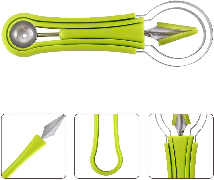 Hemoton Melon Baller Scoop Set, Stainless Steel Fruit Scooper, Double Sided Melon Baller Spoon, Avocado Cutter, Watermelon for Dig Pulp Separator
