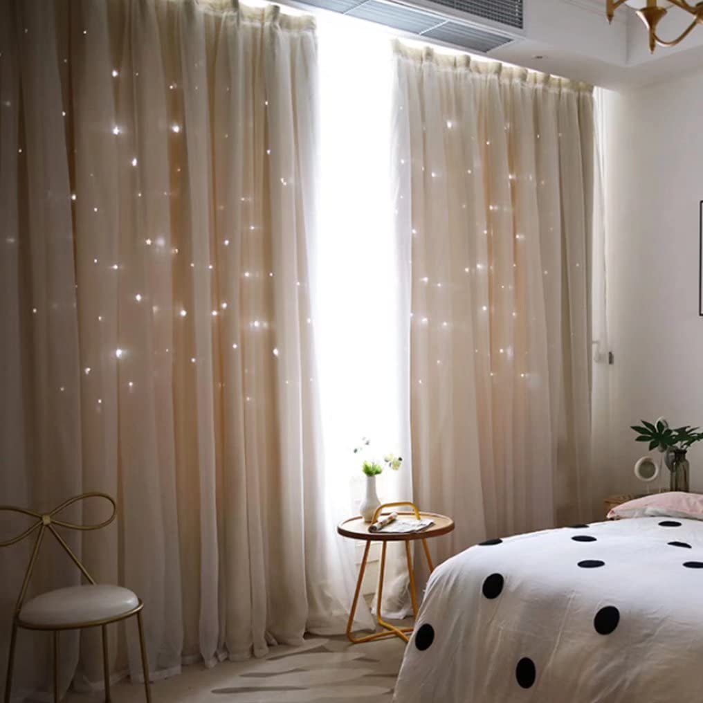 姫系 遮光カーテン可愛い 星カーテン遮光率90％以上 遮像 ール レース3 Amazon｜姫系 遮光カーテン 可愛い 星 カーテン 遮光 遮像 目隠し