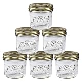 Le Parfait Familia Wiss Terrine Wide Mouth French Glass Jar w/Airtight 2-Piece System Gold Lids | Ideal for Food Storage, Canning, Meal Prep, Cake Jar & DIY Crafts | 16oz Pint (Pack of 6) 500ml