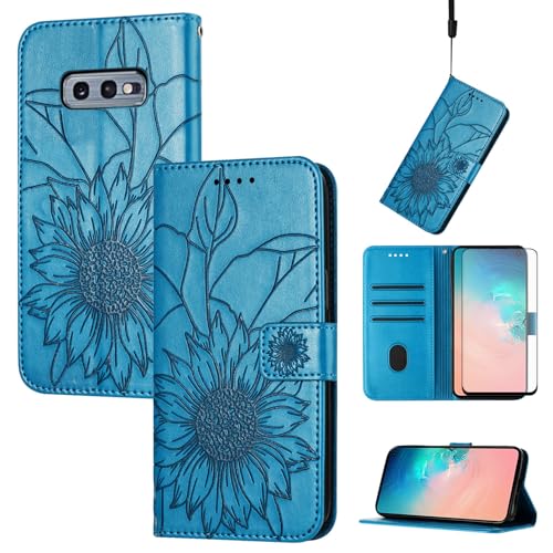 Étui Samsung S10e Asuwish avec protection écran verre et portefeuille cuir