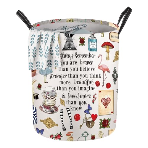 Image of G2TUP Alice Movie Foldable Laundry Basket Fairy Tale Fans Gift Alice You Are Braver Stronger Smarter Than You Think Storage With Handles (Always Alic LB)