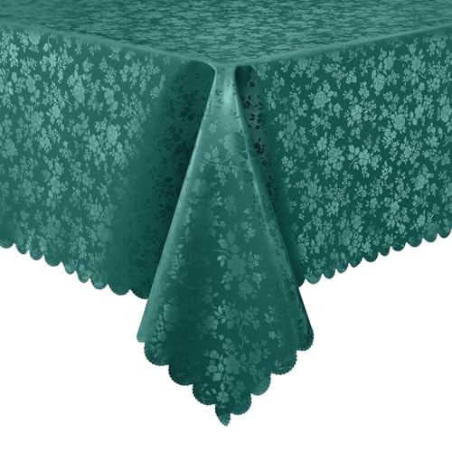 Image of Smiry Rectangle Table Cloth, Waterproof Heavy Duty Vinyl Tablecloths, Wipeable Washable Table Cover for Kitchen and Dining Room (Green, 60 inch X 120 inch)