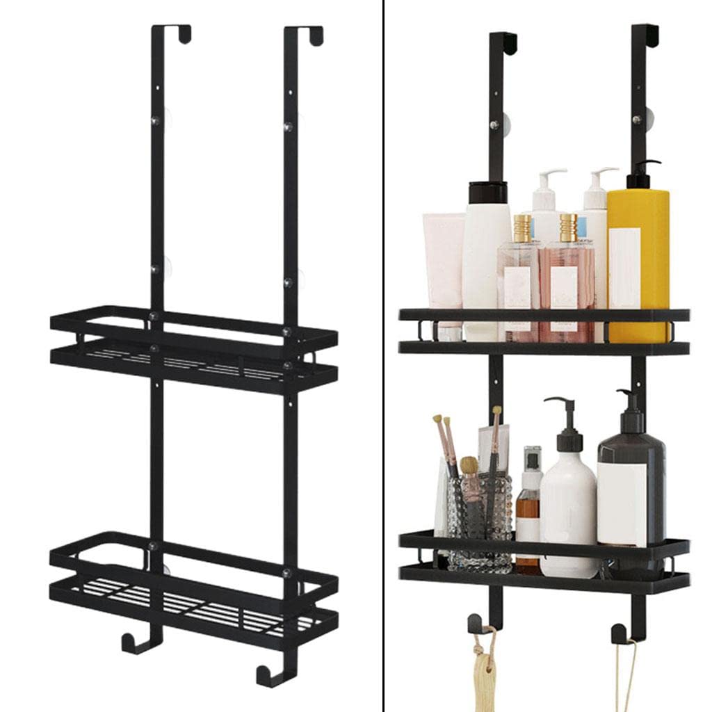 Yajuyi Organizer Doccia Mensola Portaoggetti Porta Accessori Porta Shampoo Design Antiruggine Materiale Acciaio Inox Adatto per Bagno Cucina, 2 Strati