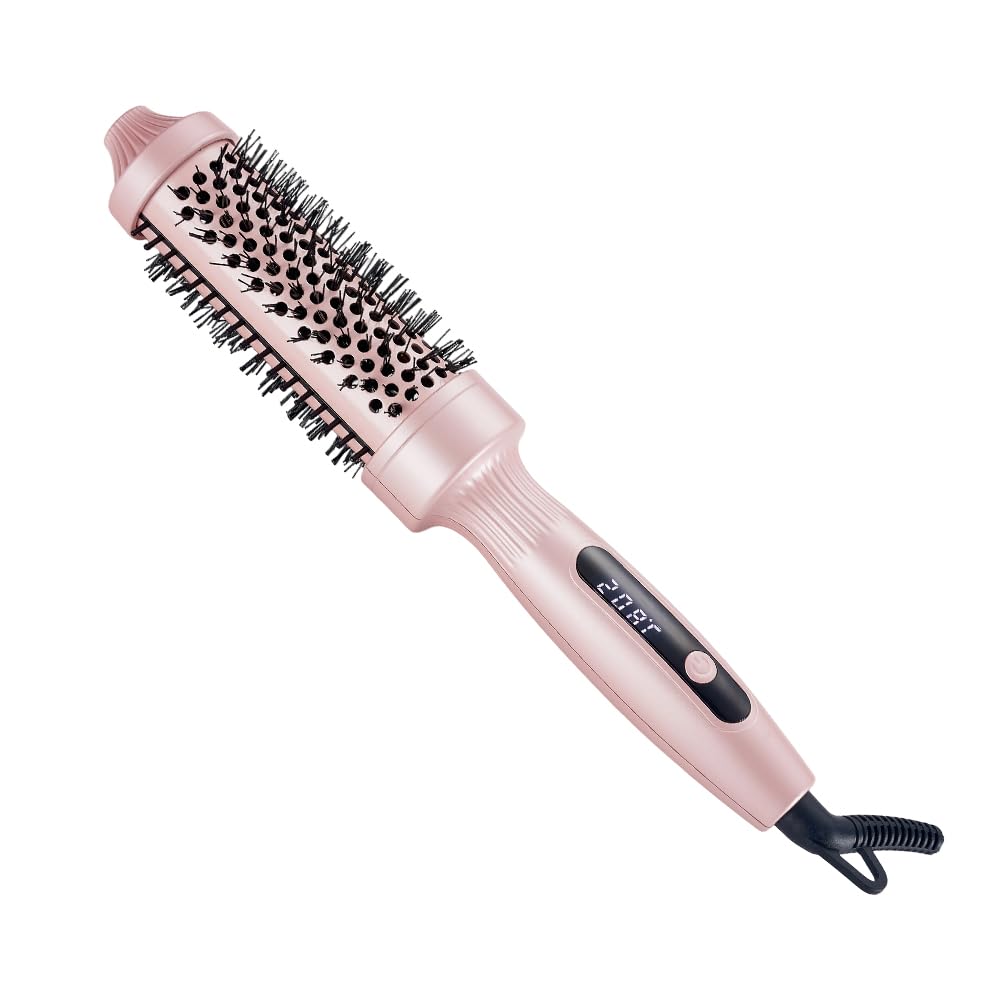Thermal Brush Cepillo Térmico Redondo, Cepillo Rizador Calentado de 38mm, Peine Alisador de Cabello, PTC Redondo Cepillo de Pelo Caliente para Rizado y Cabello Liso, 100-230 ℃, Cable 2M, Doble Voltaje