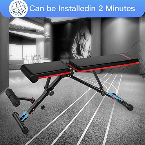 1 Weight Bench, Adjustable Strength Training Bench for Full Body Workout, Fast Folding/Incline/Decline Utility Workout Bench for Home Gym with a Professional Training Manual - Image 4