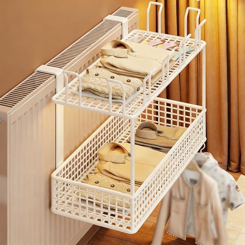 Étagère de radiateur multifonctionnelle fer blanc meuble salon 40cm - 2