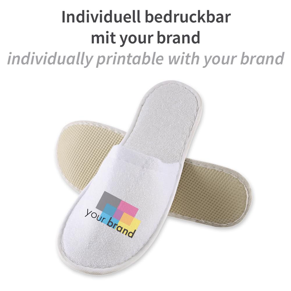 FRANZ MENSCH 200 Stück Hygonorm Slipper Classic, geschlossen | Polyester, Karton, weiß, Einheitsgröße, L: 28,5cm, B: 11cm, H: 1cm, Hotelslipper, Einweg-Hausschuhen, Gästeschuhe