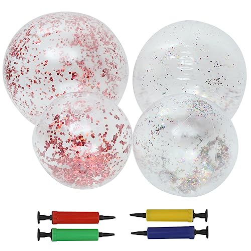 Totority 1 Set Inflatable Glitter Sequins Beach Ball Durable Summer Decorations for Pool Parties and Outdoor Random Color