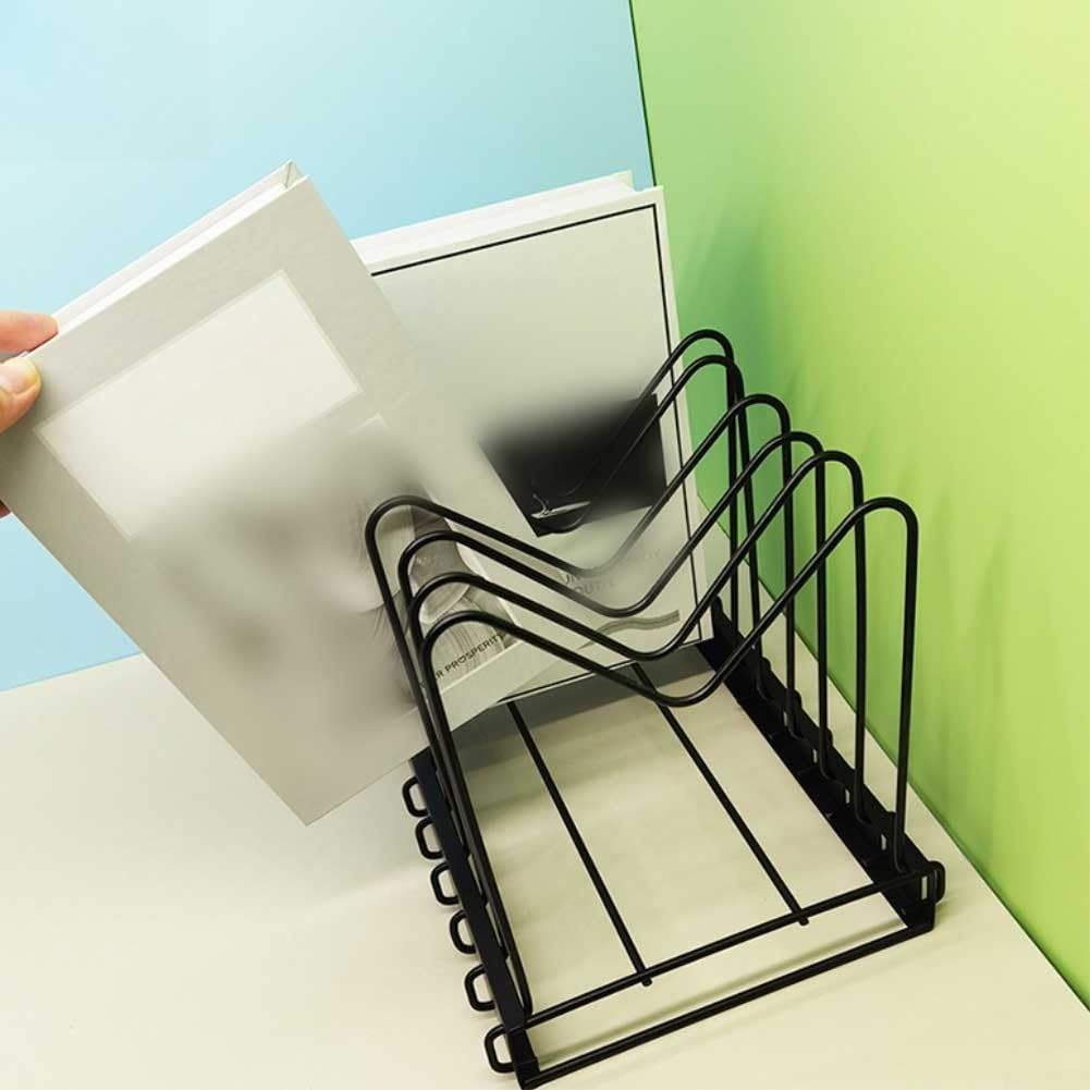 8 sezioni per organizer da scrivania con design regolabile, supporto in metallo per riporre documenti, libri e lavagne da cucina con rivestimento antigraffio e antiruggine