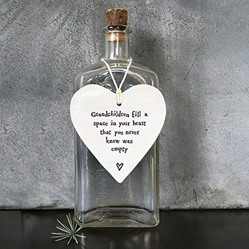 East of India - Porcelain Hanging Heart - Grandchildren fill a space in your heart that you never knew was empty