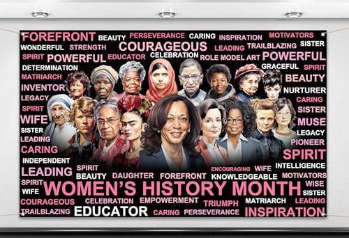 Nepnuser Womens History Month Photo Booth Backdrop Pink National March Womens Day Decoration School Classroom Bulletin Board Decor (5.93.6ft)
