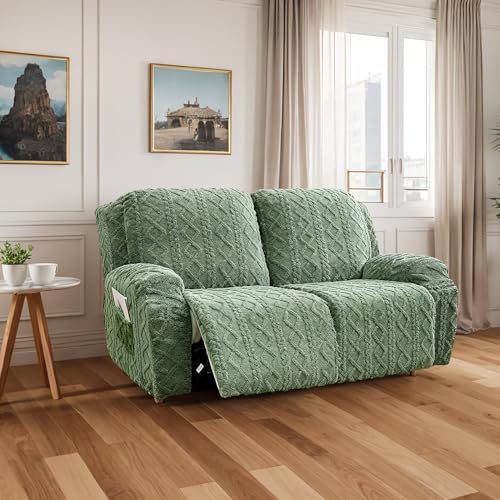 Image of JOKIVTOU Loveseat Recliner Covers 6 Pieces Reclining Sofa Slipcovers with Pocket& Elastic Bottom, 2 Seaters Lazy Boy Non Slip Love Seat Sofa Couch Slipcover, Thick Soft Feel, Washable