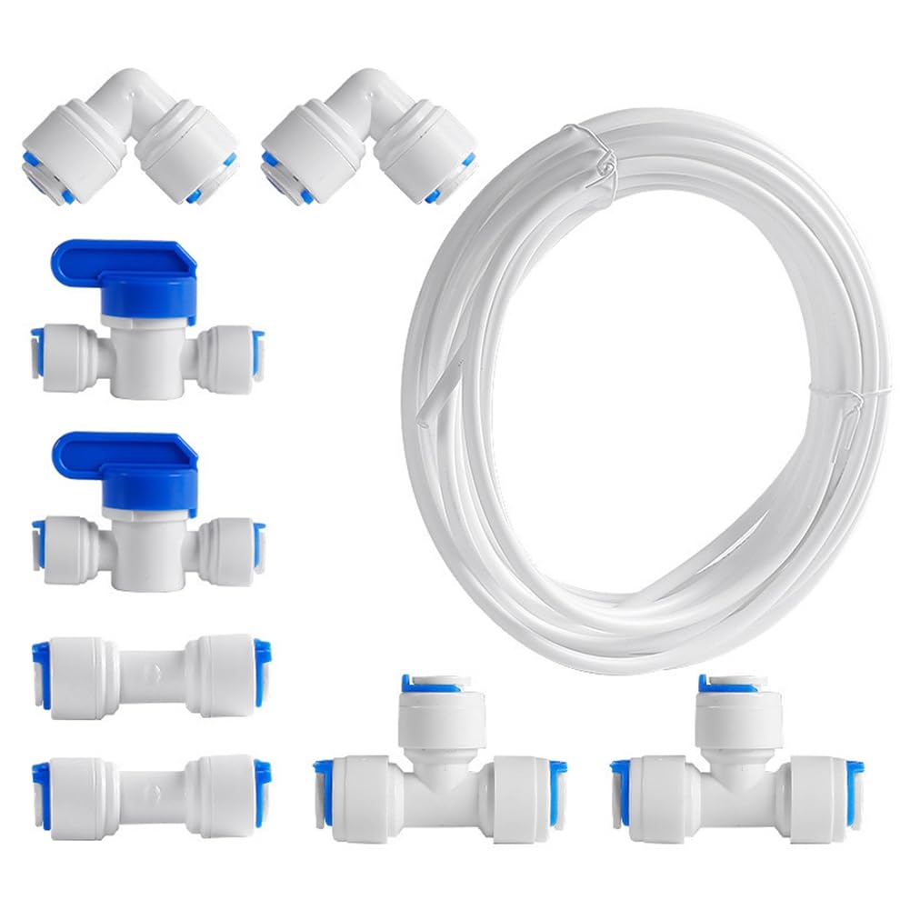 Koolenry As Shown Water Line Kit 10M Refrigerator Water Supply Pipe Tube With Quick Connect Fridge Connectors Set