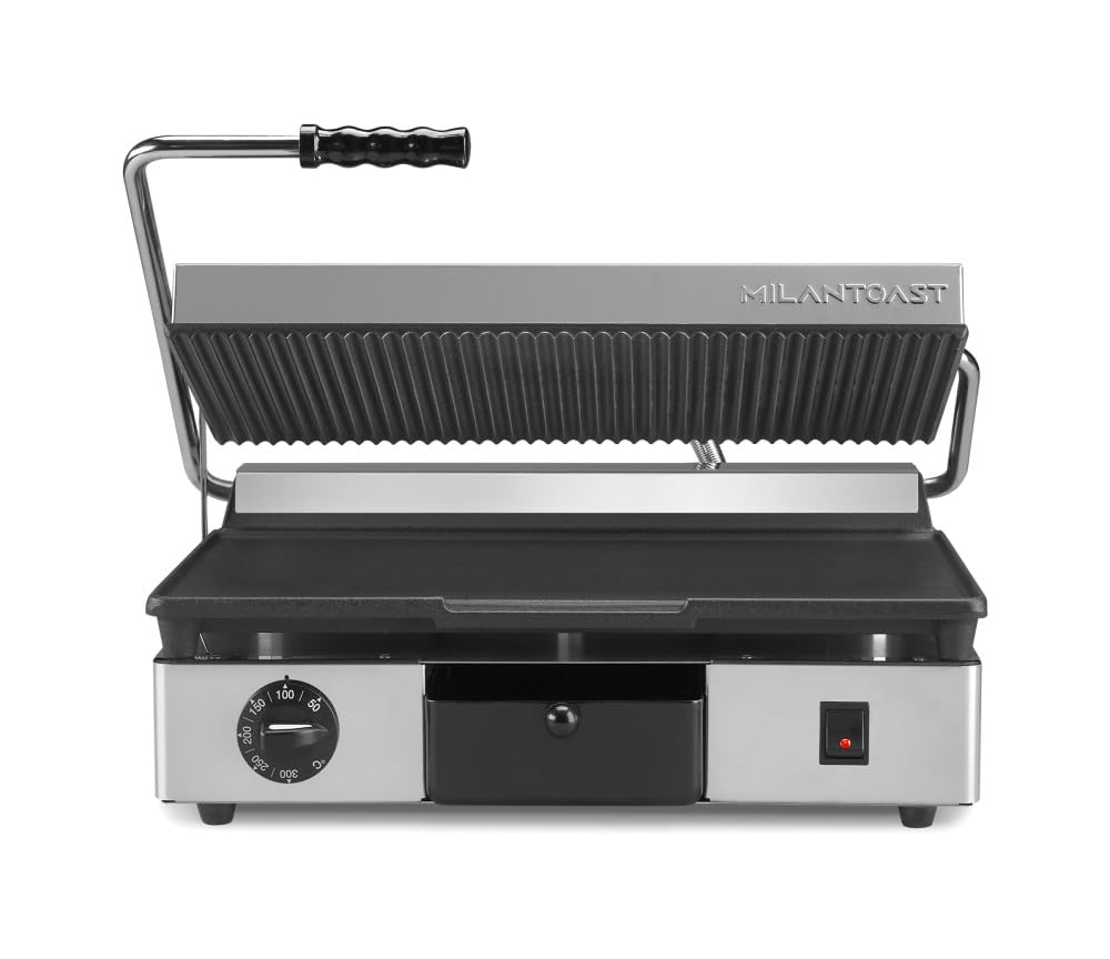 Piastra in GHISA Grande Inferiore Liscia-Superiore Rigata elettrica per cucine Professionali, 2.8 W