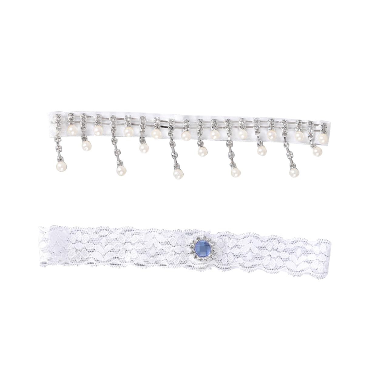 SHERCHPRY 2 Paar Strumpfgürtel für die Hochzeit Hochzeitsstrumpfbänder Blumenstrumpfband aus Spitze Ritual ritals Hochzeit Braut Strumpfband Brautstrumpfband Jahrgang Oberschenkelring Weiß