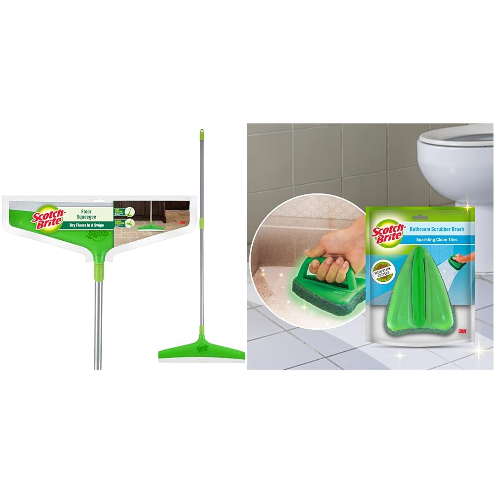 Scotch-Brite Plastic Floor Squeegee Wiper -with telescopic handle (Green/Silver) (B07HR19DFT) Amazon Price History, Amazon Price Tracker