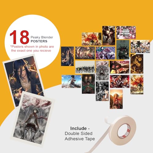 Image of ATEVON Attack on Titan Wall Collage Kit - 18 Manga Posters (6x4 Inch) | Aesthetic Anime Room Decor Featuring Eren, Mikasa, Armin & Levi