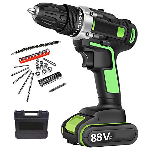 QHYXT Akku-Bohrschrauber, Akku-Bohrschrauber-Set 88 V, LED-Arbeitslicht, Elektroschrauber, Leistungsanzeige