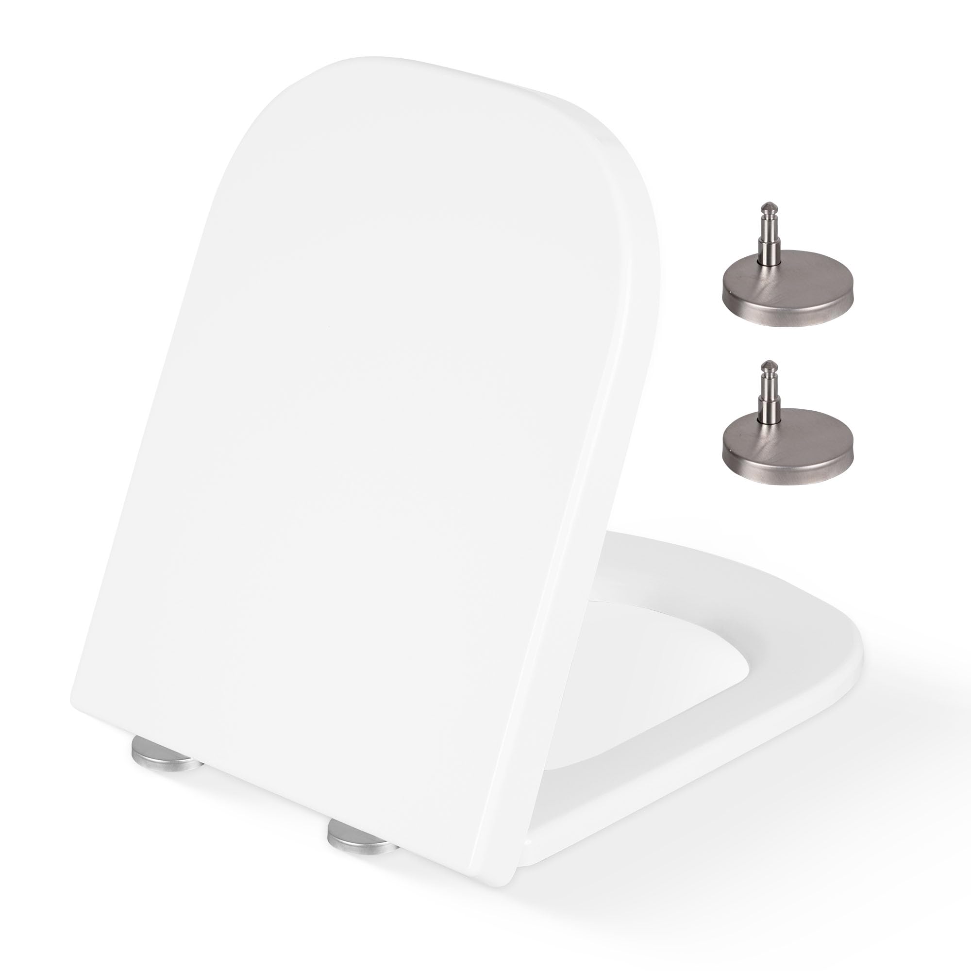 CUQOO Asiento de inodoro cuadrado de cierre suave, asiento de inodoro resistente con liberación rápida, fácil instalación con dos opciones de fijación superior y bisagras ajustables