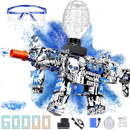 Electric Gel Ball Blaster High Speed Automatic Splatter Ball Blaster with 60000+bullet and Goggles Rechargeable Splatter Ball Toys for Outdoor Activities Shooting Game Party Favorswater bullet.