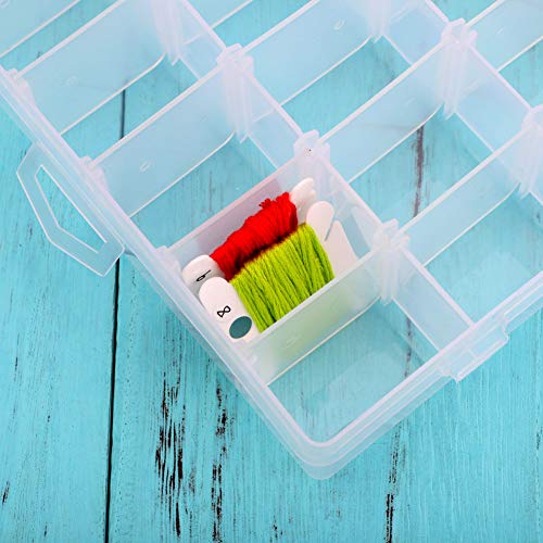 Aufbewahrungsbox für Stickgarn, Set von 120 Stickgarn-Spulen aus weißem Kunststoff, Box mit 36 Fächern, 476 runde blanco Aufkleber, Basteln, DIY, Nähen, Aufbewahren