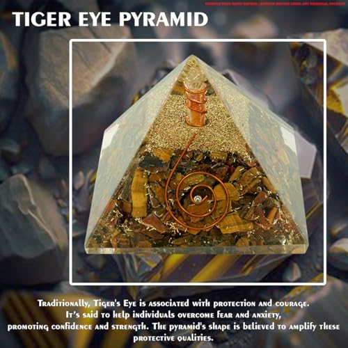Image of Tiger Eye Pyramid | 2-Inch | Pyramid for Meditation, Energy Healing, and Spiritual Practices | Handcrafted with Genuine Gemstones |
