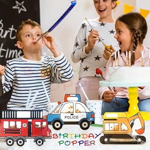 Image of Birthday Popper Vehicle Shaped Ziplock Standy Pouches as Birthday Return Gifts - Set of 10 | Gift Bags | Reusable Sealable Food-Grade Gifting Wraps for Picnics & Treats
