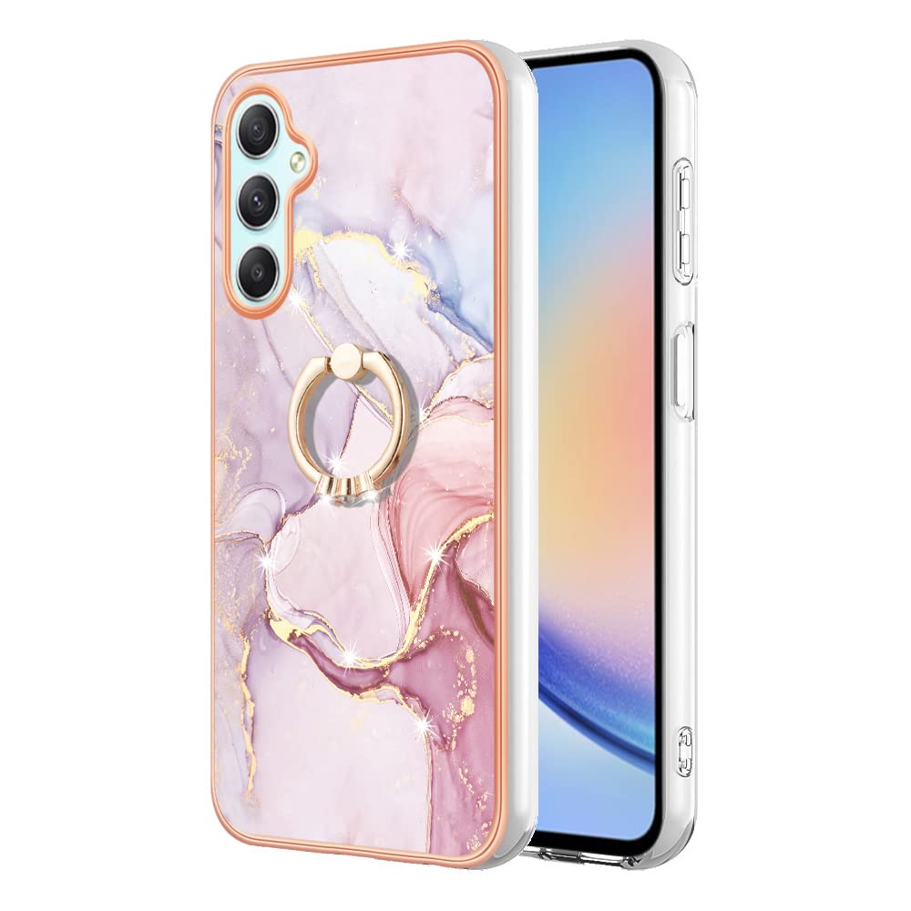 LITLTE Samsung Galaxy A25 5G Case Cover, Luxury Slim Fit Bumper Protective Shockproof Anti Scratch Non-Slip Cute Phone Cases Cover with Stand Function for Galaxy A25 (Rose Gold)