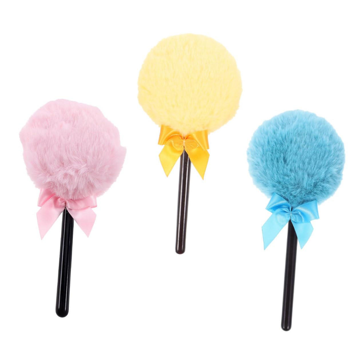 PartyKindom 3pcs Lollipop Handle Powder Puff Soft Velour Makeup Applicators for Loose Powder and Blush Lightweight and Portable Cosmetic Tools for Even Application and Natural Finish