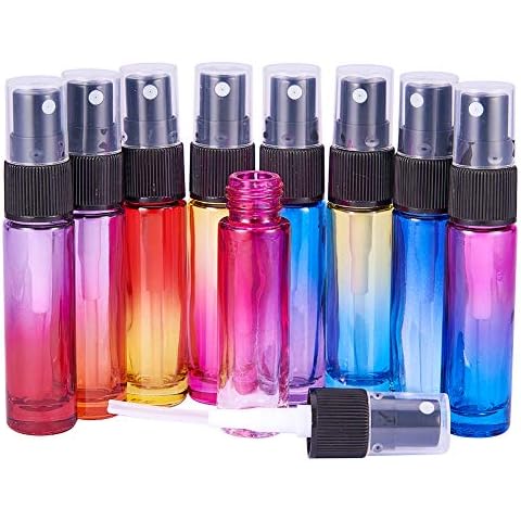 BENECREAT 9 STÜCKE 10 ml Leere Farbige Zerstäuber Mini Parfüm Sprühflaschen Feiner Nebel Glas Gradient zur Aufbewahrung Ihres Parfüms Cover