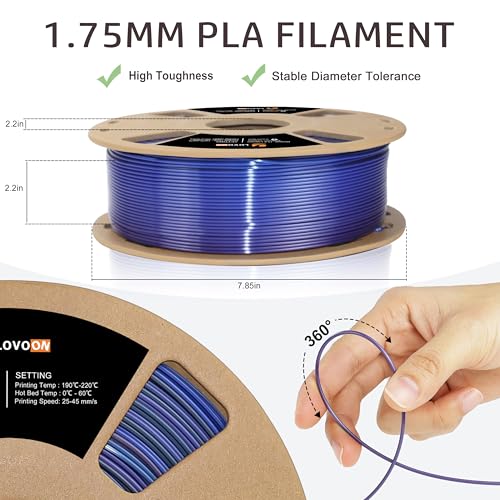 Image of LOVOON pla Filament 1.75mm Color Shift, 3D Printers Filament NEW Black /Blue /Purple Gradient, Color Changing by Length pla,Halloween,3D Printer and 3D Pen Compatible,1KG(2.2lbs) /Spool