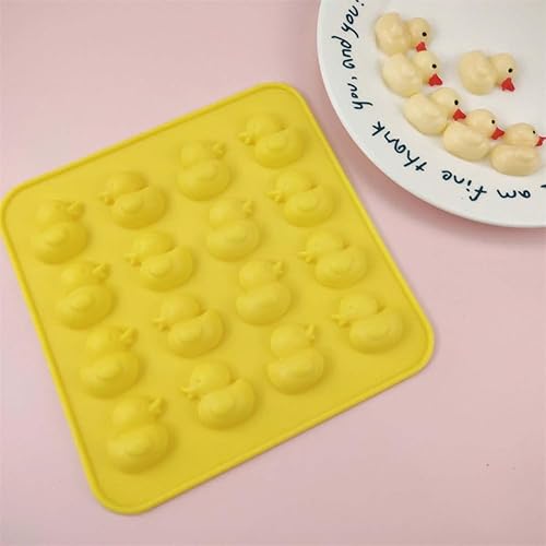 Miniatura 7 de Moldes de silicona para tartas de 16 cavidades, mini molde para hacer cubitos de hielo en forma de pato 3D, molde de silicona suave de fácil