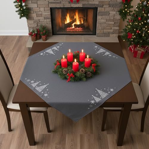 KAMACA Tischdecke Mitteldecke 85x85 cm mit filigraner Stickerei Küche...
