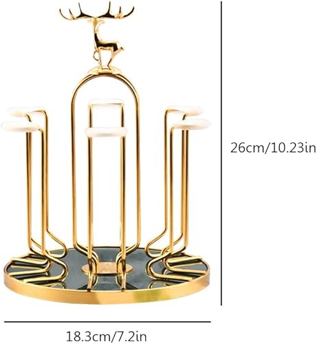 Miniatura 2 de Estante giratorio de secado de botellas, soporte ligero de lujo para secar tazas de vidrio, soporte organizador de tazas con diseño de alce con 6