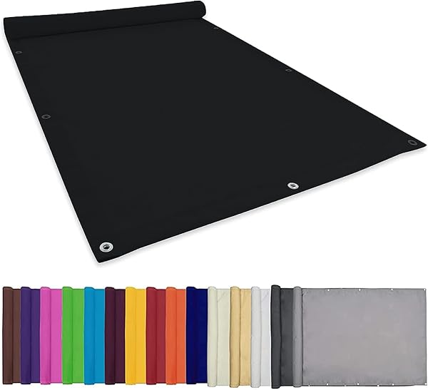 Voile d'Ombrage Étanche 3x3M Protection Solaire Pression d'eau 400/Polyester Couverture de Confidentialité Écran avec Oeillets, Cordons pour Extérieur Jardin Terrass, Noir, 22073 - 1