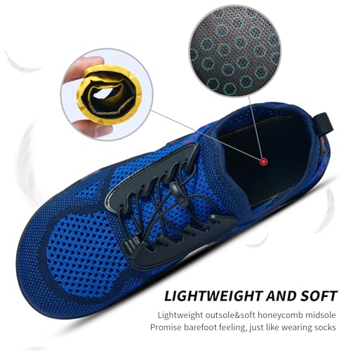 Image of SOBASO Water Shoes for Men Quick Dry Aqua Barefoot Hiking Shoes for Pool Beach Lake Diving Surf Fishing Navy Black