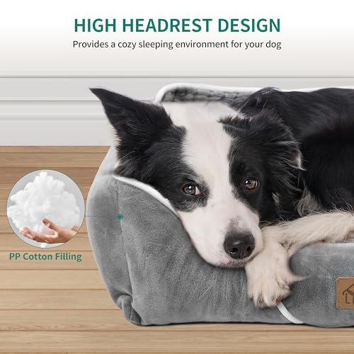 YITAHOME Hundebett für Hunde mittlerer bis Kleiner Größe, Hundekissen,Hundebetten, 64x53cm, rutschfeste Unterseite Hundesofa,grau