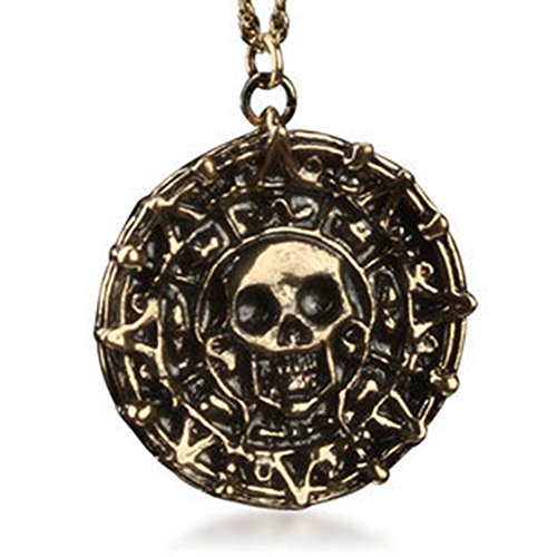Piratas del Caribe azteca Coin Collar Colgante Insignia Jack Sparrow de la vendimia