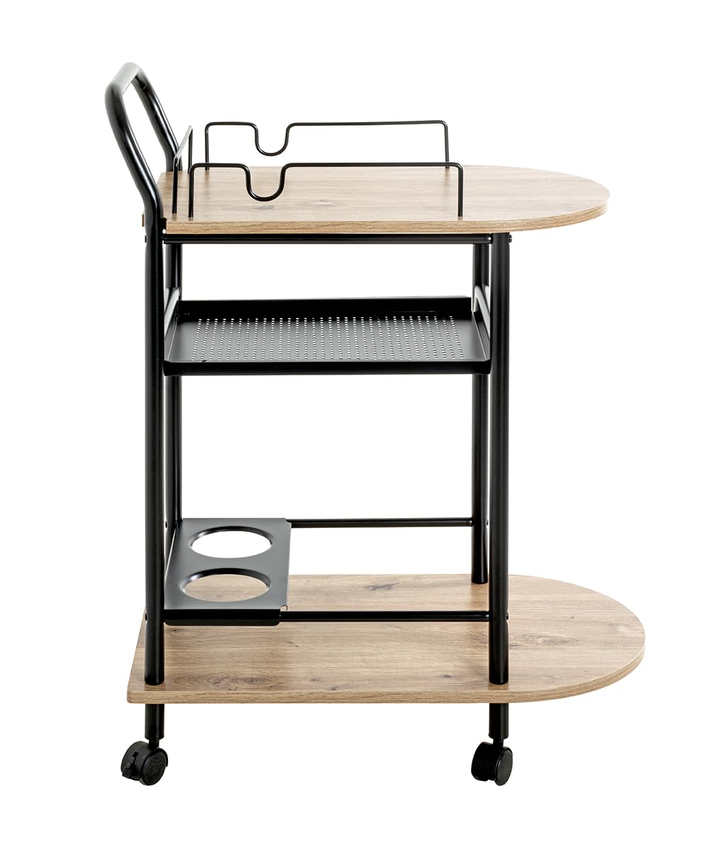 HAKU Carrello da Cucina rovere chiaro, nero, MDF, Metallo - Dim: L 65 x A 83 x P 35 cm, Stile: Moderno