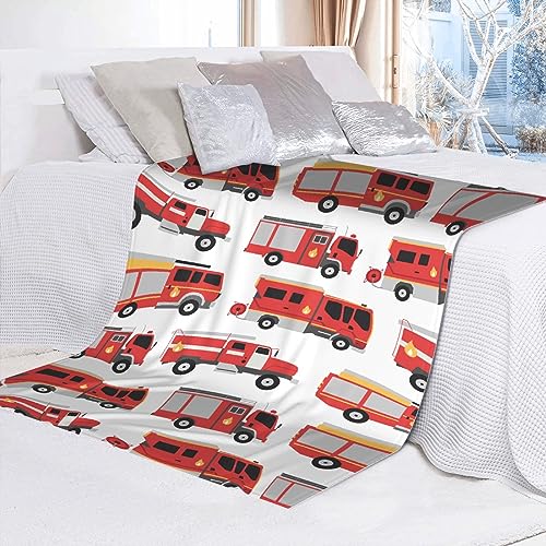 Image of Fire Truck Fleece Throw Blanket - Super Soft, Cozy Flannel, Air Conditioning, 80x60 in for Adults