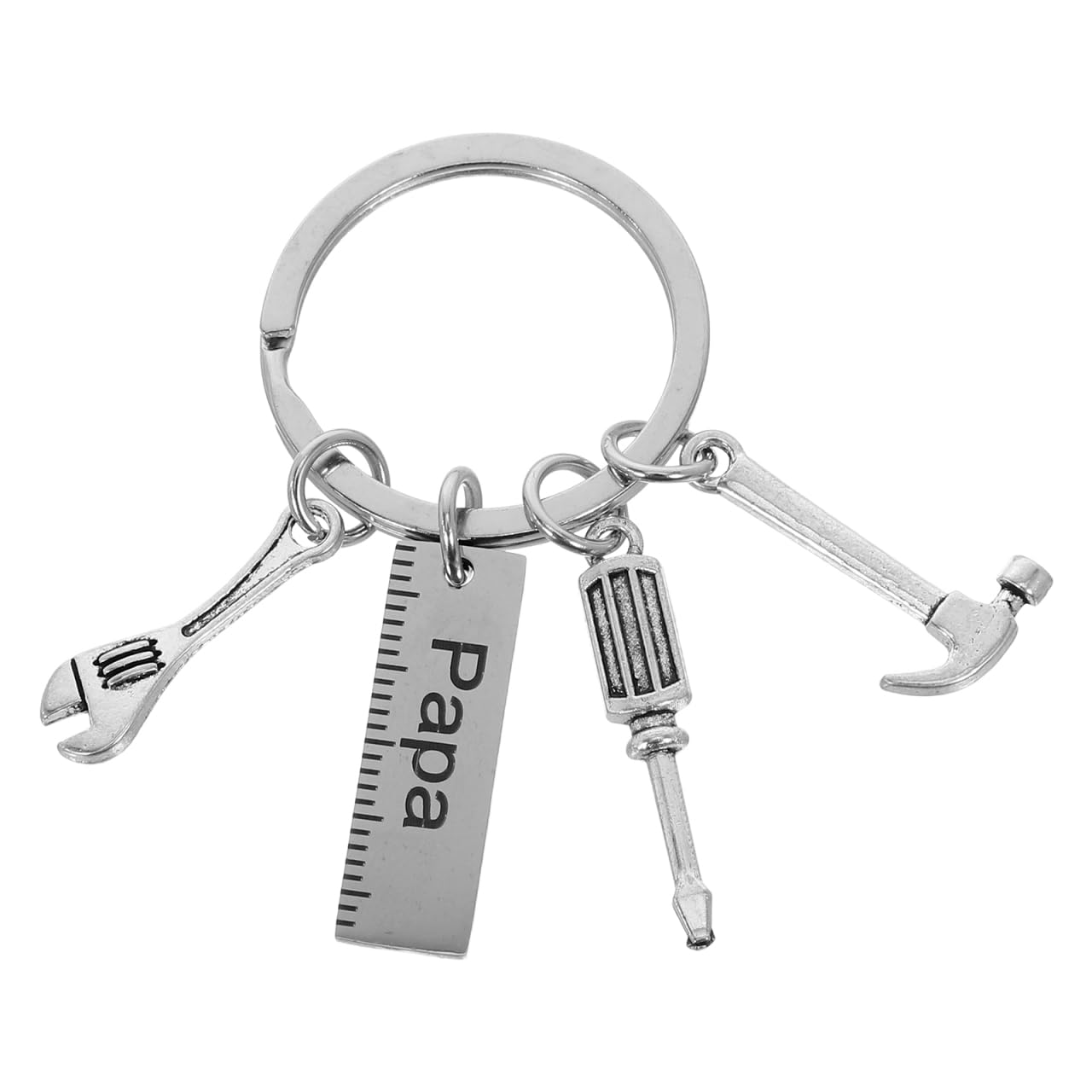 Happyyami Portachiavi in Acciaio Resistente Per Festa Del Papà Design Martello Cacciavite Chiave Inglese Regalo Per Uomo Decorazione Per Chiavi Argento