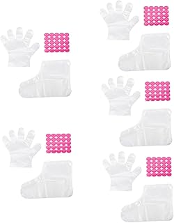 Beavorty 5 Conjuntos De Máscara De Pé De Parafina Luvas Térmicas Luvas De Plástico Descartáveis Luvas Descartáveis De Plástico Luvas De Mão Luvas De Plástico Transparente Banho De Cera