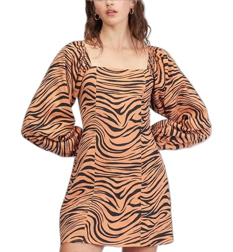 Billabong Juniors' Feeling Flirty Animal Print Mini Dress Desert Clay XS at Amazon Women's Clothing store