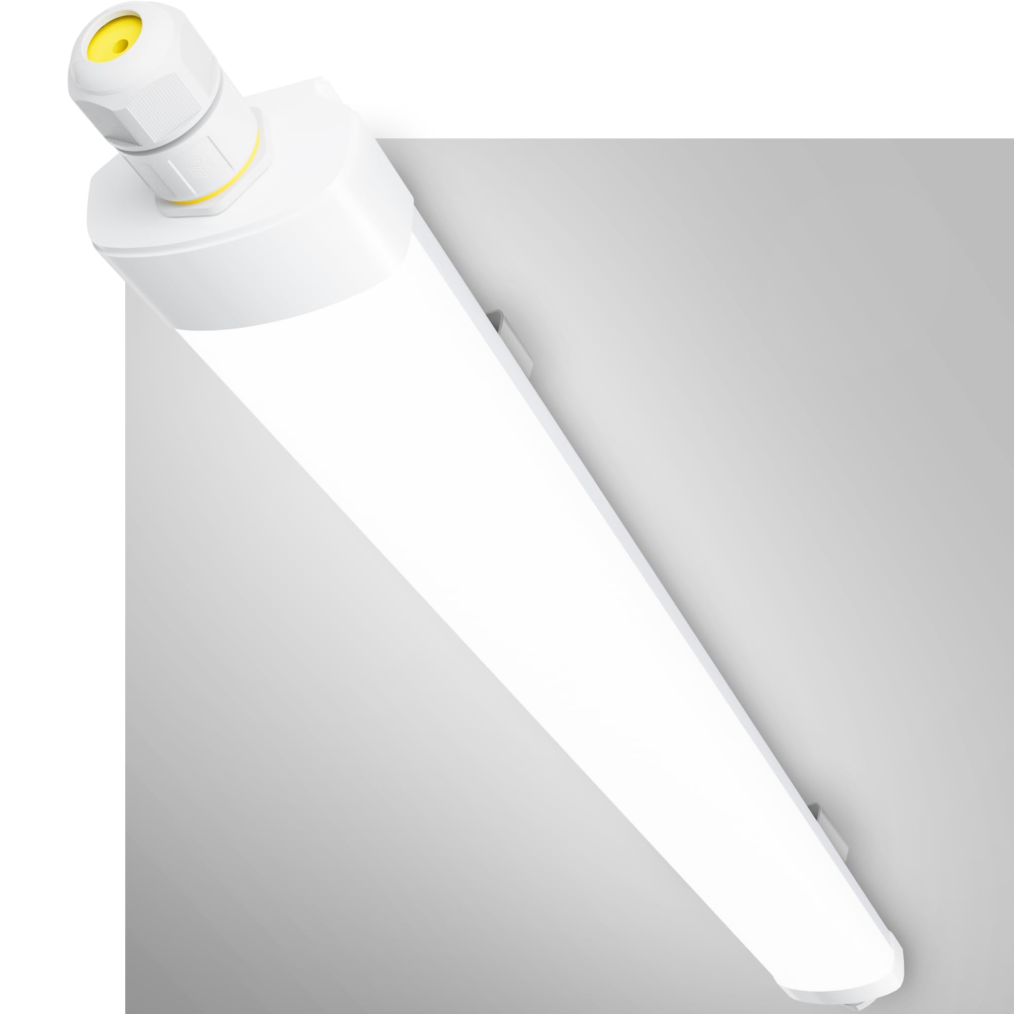GeyouLux 2ft LED Batten Light, 20W 2520lm 5000K Cool White, IP65 Waterproof Linkable Garage Lighting with Earth Wire, 96 LEDs Flicker-Free Ceiling Strip Lights for Kitchen Workshop Office, White