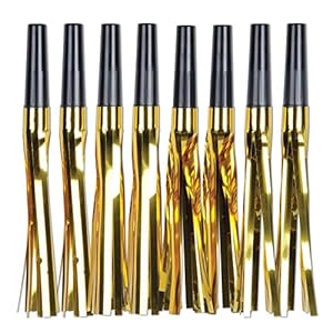 Beistle 8-Pack Squawkers, 6-Inch, Black and Gold