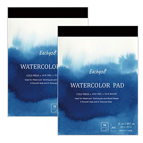 Eachgoo Bloc Acuarela para Pinturas Acuarelas, 32 Hojas A4 Cuadernos de Acuarela Papel Para Principiantes y Artistas (2)