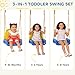 Qaba 3 in 1 Toddler Swing Set, Folding Child Swing Set for Kids with Seat Belt, Adjustable Seat for Garden Patio Outdoor Indoor for Children Gift, Blue